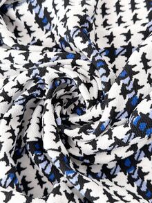 SHEIN Clasi Waist-Cinching Printed Colorblock Button Long Sleeve Blazer Jacket - Blue and White - View 8