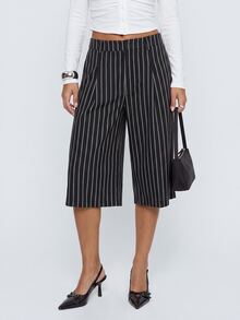 Avantive Women's Solid Color Vertical Striped Pattern Fashion Shorts - Dark Grey - View 5