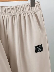 SHEIN 青少年男孩拼色寬鬆長袖連帽衫套裝，冬季，街頭風，畢業季，開學季 - 卡其色 - 查看 6