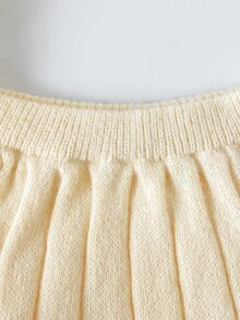 可愛學院風極簡花卉少女針織毛衣套裝，百搭休閒秋冬新款 2 件套穿搭，適合派對、生日、學校 - 黃色 - 查看 7