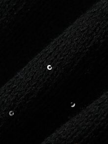 Livesso 女款深V領拼接配色休閒性感法式優雅開襟衫，適合日常、夜晚外出、約會之夜、早午餐、茶會，黑色，秋季 - 黑色 - 查看 5
