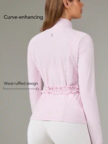 OutZeal Gym Top Women Sports Jacket Yoga Casual Soft Slim Fit Zip Up Active Tops - Pink - View 3