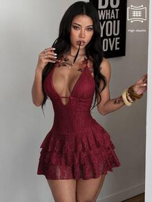 Coolane 女用迷你連身裙 - 酒紅色 - 查看 6