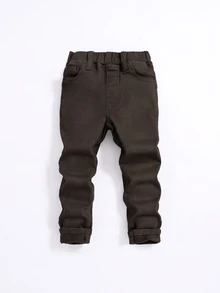 SHEIN Young Boy Casual Versatile Denim Jeans With Pockets - Brown - View 1
