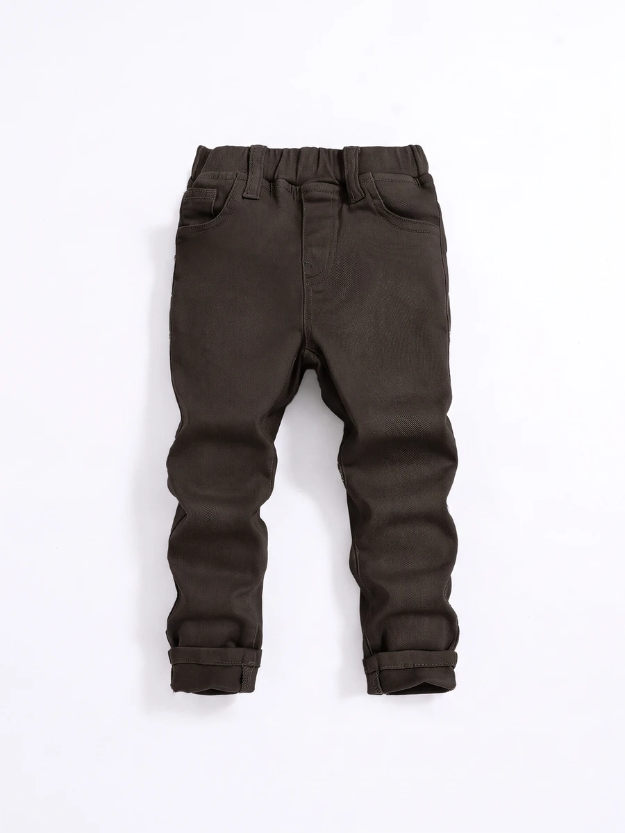 SHEIN Young Boy Casual Versatile Denim Jeans With Pockets - Brown - View 1