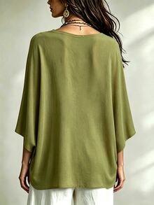 Linhara CURVE 女款極簡休閒舒適寬鬆大尺碼襯衫上衣，大尺碼襯衫 - 彩色 - 查看 2