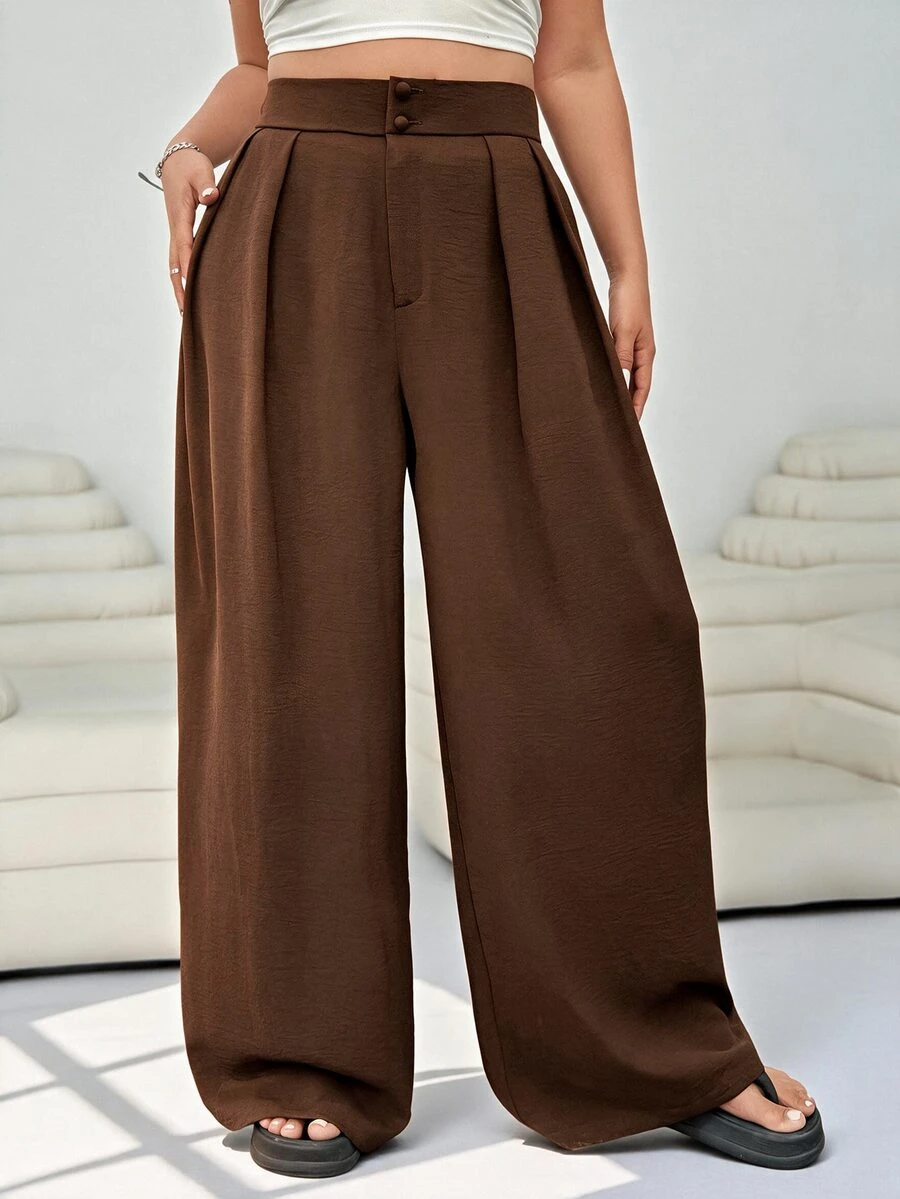 Solflare pantalones curvy de traje de mujer - Café integral - Ver 1