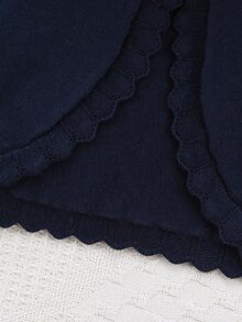 SHEIN Vintaside Kids Baby Girls Cardigans Spring Autumn Knit Long Sleeve Elegant Solid Color Short Style Shawl Jacket Fashion Versatile - Navy Blue - View 3