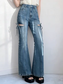 DAZY Women's Casual Daily Travel Denim Jeans With Pockets And Buttons - Blue - View 3