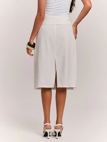 SHEIN BAE Women Denim Skirts - Beige - View 2