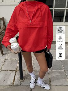 SHEIN EZwear Red Casual Lightweight Woven Women's Jacket - Red - View 6