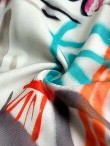 Maweii Mantel Trench Wanita Ukuran Besar Motif Grafiti Vintage Musim Gugur/Dingin, Desain Kasual Longgar Baru untuk Perjalanan Sehari-hari - MultiWarna - View 7