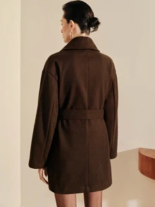 Arave Women's French Vintage Long Sleeve Versatile Wool Blend Coat - Brown - View 2