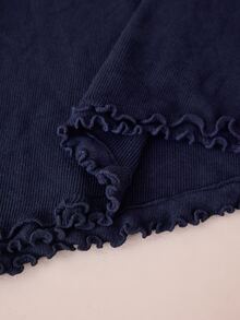 Graceveil Women's Asymmetrical Ruffle Cinched Waist Long Sleeve Sweater, Autumn/Winter - Navy Blue - View 7