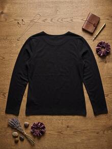 Dazy Plus Colorblock Patchwork Fitted Long Sleeve Asymmetrical Design Black Spring Autumn New T-Shirt - Black - View 6