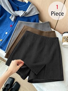 GlowEve CURVE Plus-Size Women's Solid Color Casual Versatile Skirt Pants - Dark Grey - View 1