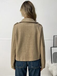 Elyressa Women's Solid Color Casual Versatile Daily Long Sleeve Jacket - Khaki - View 2
