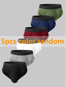 Manfinity Underwear&Sleepwear Basics [Random Color]5pcs Men's Briefs - Multicolor - View 1
