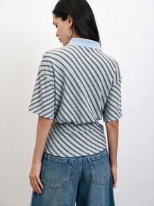 Nöista Women's Striped Casual Daily Wear T-Shirt - Blue - View 6