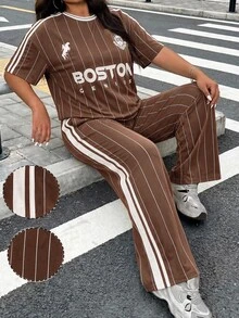 SHEIN EZwear 大碼兩件套裝 - 棕色 - 查看 7