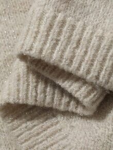 Livesso Women's Autumn/Winter Khaki Round Neck Long Sleeve Cable Knit Slim Fit Ribbed Casual Sweater - Khaki - View 7