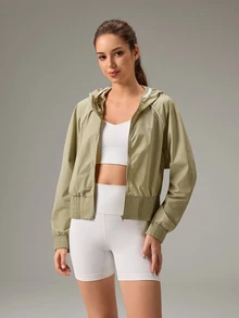 OutZeal Women Outdoor Jacket Hiking Camping Lightweight Vent Back Zip Up Hooded Jacket - Green - View 7