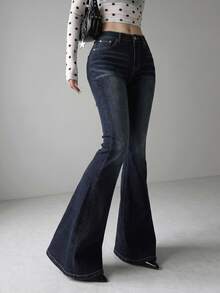 FRIFUL Women's Casual Daily Travel Denim Jeans With Pockets And Buttons - Blue - View 12