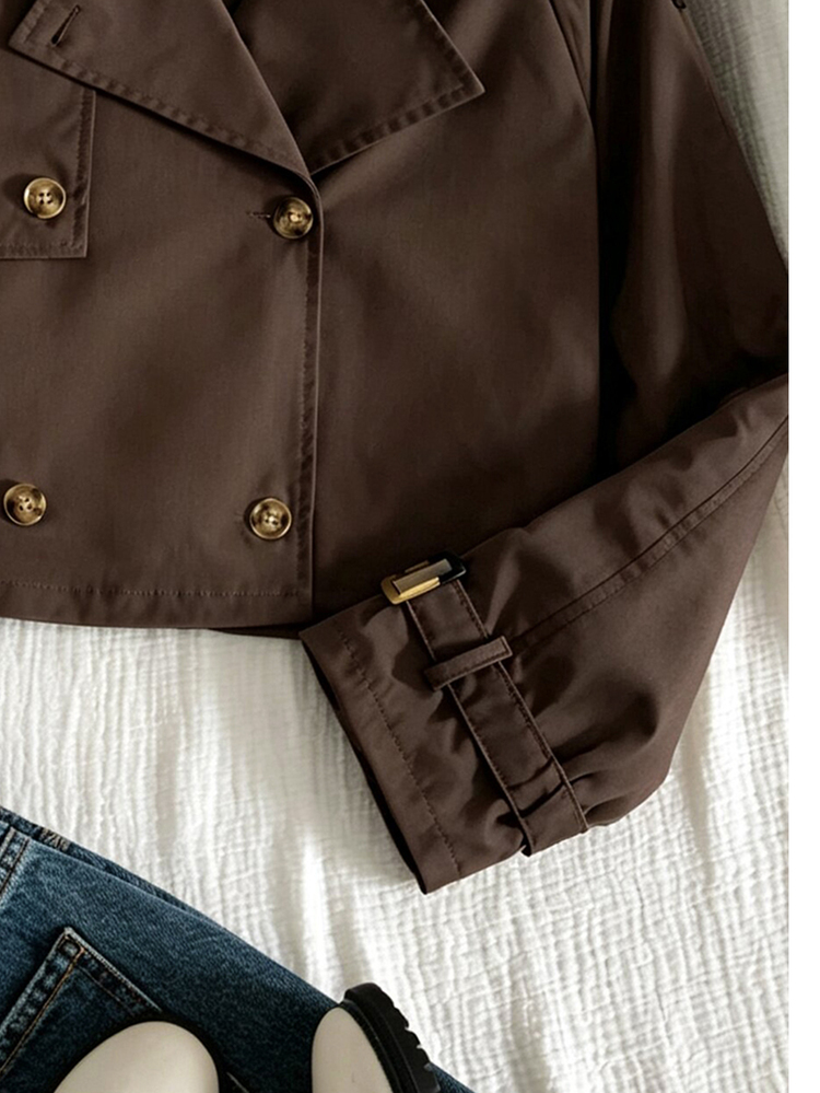 SHEIN Teen Girl Casual Streetwear Baggy Jacket Brown Autumn Breast Feeding - Brown - View 4