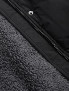 DAZY Women's Minimalist Casual Solid Color Padded Coat - Black - View 9