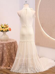 Teen Girls Dress Party Formal Christmas Vacation Lace White - Beige - View 2