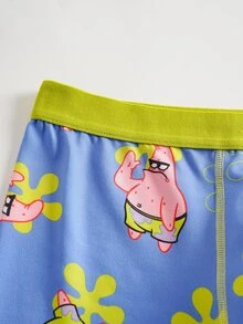 SpongeBob SquarePants | SHEIN Men's Cartoon Print Personalized Square Bottom Briefs - Purple - View 4