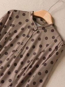 Rusticease Women's Polka Dot Casual Party Mid-Length Dress - Brown - View 4