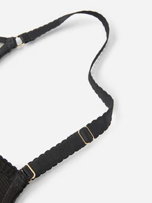 LUVLETTE Soft Woman Lingerie Lounge Curve Sheer Full Coverage Underwire Sexy Unlined Minimizer Sequined Glam Floral Lace Elegance & Mesh Intimates Black Bra - Black - View 9