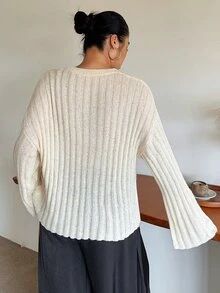 Dazy Plus Sequin Embellished Pullover Sweater, Casual Blogger Style, Spring/Autumn New Arrival - Apricot - View 2