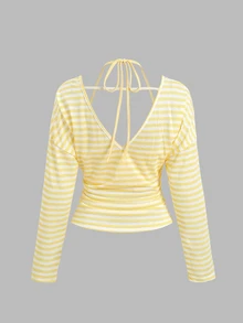 Sweetra Fresh Minimalist Sexy Simple Vintage Office Casual Daily Commute Bestie Afternoon Tea Store Visit Photo Shopping Date Side Ruched Gathered Inner Wear Thin Spaghetti Strap Camisole Back Spring Summer Yellow Women 2 Pieces Set - Yellow - View 2
