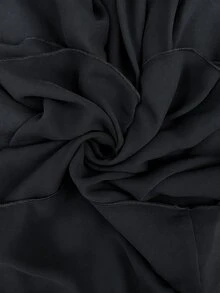 Easowa Round Neck Multi-Layer Ruffle A-Line Chiffon Sheer Flowy Long Sleeve French Elegant French Autumn/Winter Women's Short Dress Brunch Tea Party Black - Black - View 8