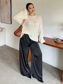 Dazy Plus Sequin Embellished Pullover Sweater, Casual Blogger Style, Spring/Autumn New Arrival - Apricot - View 3