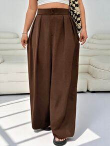 Solflare pantalones curvy de traje de mujer - Café integral - Ver 6