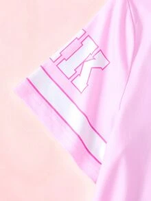 HELLO KITTY AND FRIENDS | SHEIN Kaos Lengan Pendek Kasual Harian untuk Anak Perempuan Tween dengan Cetak Kartun Huruf - Berwarna merah muda - View 6