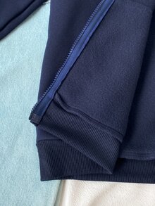 SHEIN 女孩休閒百搭寬鬆韓版開襟衛衣外套，返校季必備 - 藏蓝色 - 查看 5