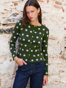 Nöista Women's Polka Dot Casual Versatile Daily Wear Cardigan - Green - View 5