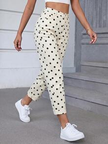 Slaydiva Women's Plus Size Polka Dot Skinny Jeans - White - View 3
