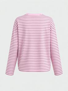 Teen Girl Striped Casual Daily Long Sleeve T-Shirt - Multicolor - View 2