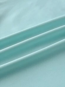 SHEIN 青少年女孩時尚鉚釘與花卉圖案不對稱肩緊身長袖T恤，夏季/秋季 - 藍色 - 查看 6