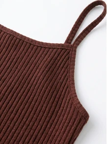 SHEINBlues Women's Deep V-Neck Pullover Top And Camisole Tank Top With Long Pants Set - Chocolate Brown - View 7