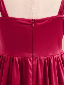 Tween Girls' Elegant Minimalist Fashion One-Shoulder Sleeveless One-Side Asymmetrical Shoulder - Burgundy - View 7