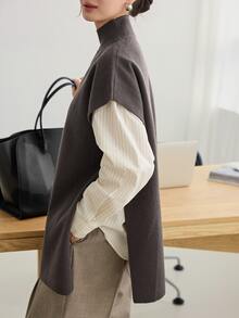 Dazy-Less เสื้อสเวตเตอร์ผู้หญิงฤดูหนาว สีน้ำตาลกาแฟ คอกลม แขนยาว ถักลายเคเบิล ทรงเข้ารูป ลายริ้ว สไตล์ลำลอง - สีน้ำตาลกาแฟ - ดู 5