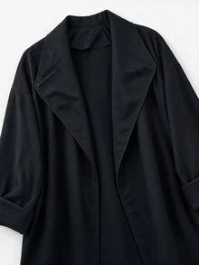 GlowEve CURVE Plus Size Elegant Fashionable Lapel Trench Coat Jacket Streetwear - Multicolor - View 3