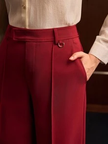 MOTF PREMIUM WOMEN SOLID COLOR CASUAL VERSATILE DAILY WEAR LONG PANTS - Red - View 2