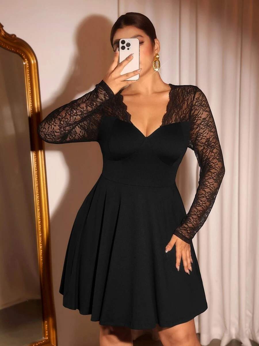 Cravure Plus Size Dresses - Black - View 1